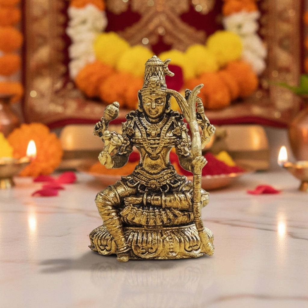 Mini Brass Kamakshi Devi Idol Statue for Gifting, Height : 1.5 Inch (BSMAS1929 B) - Pooja Needs | Buy online on ZillyBuy