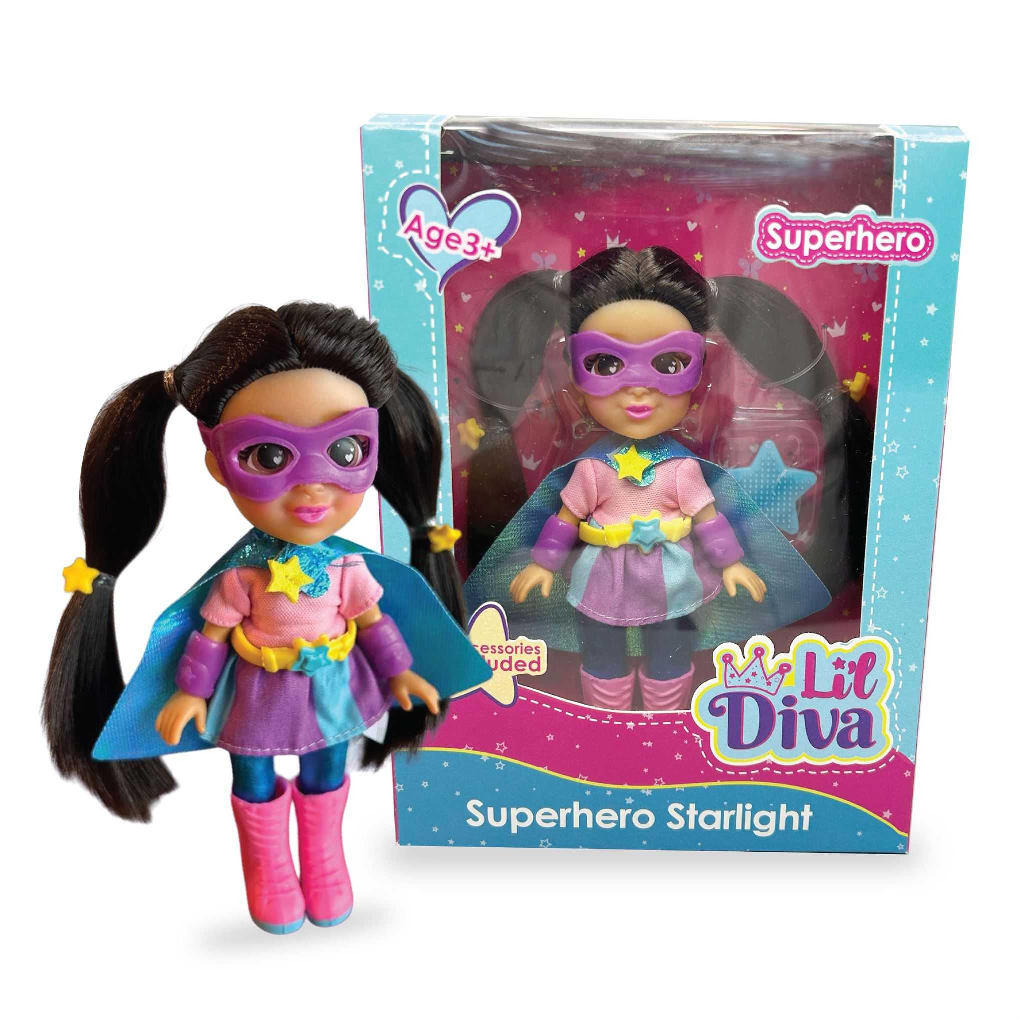 Li'l Diva Superhero-Starlight, 6 Inch Doll