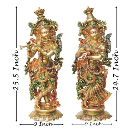 Brass Radha Krishna God Idol � Premium Temple Decor, Height : 25.5 Inch (BSMAS1379)