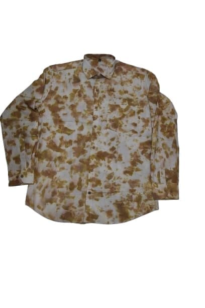 TULIP Traditional Artisians' Upliftment Livelihood Program Men's Long Sleeve Shirt, Brown Camouflage Pattern, Button-Down Collar