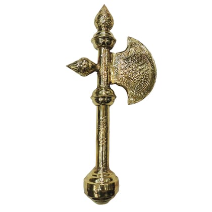 Brass Bhagwan Parshuram Farsa | Lord Parshuram Axe Weapon | Pure Brass Hindu Religious Item, Height : 18.5 Inch (ZMAS650 C)