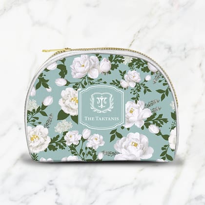 Peonies Pouch-Aqua / Small