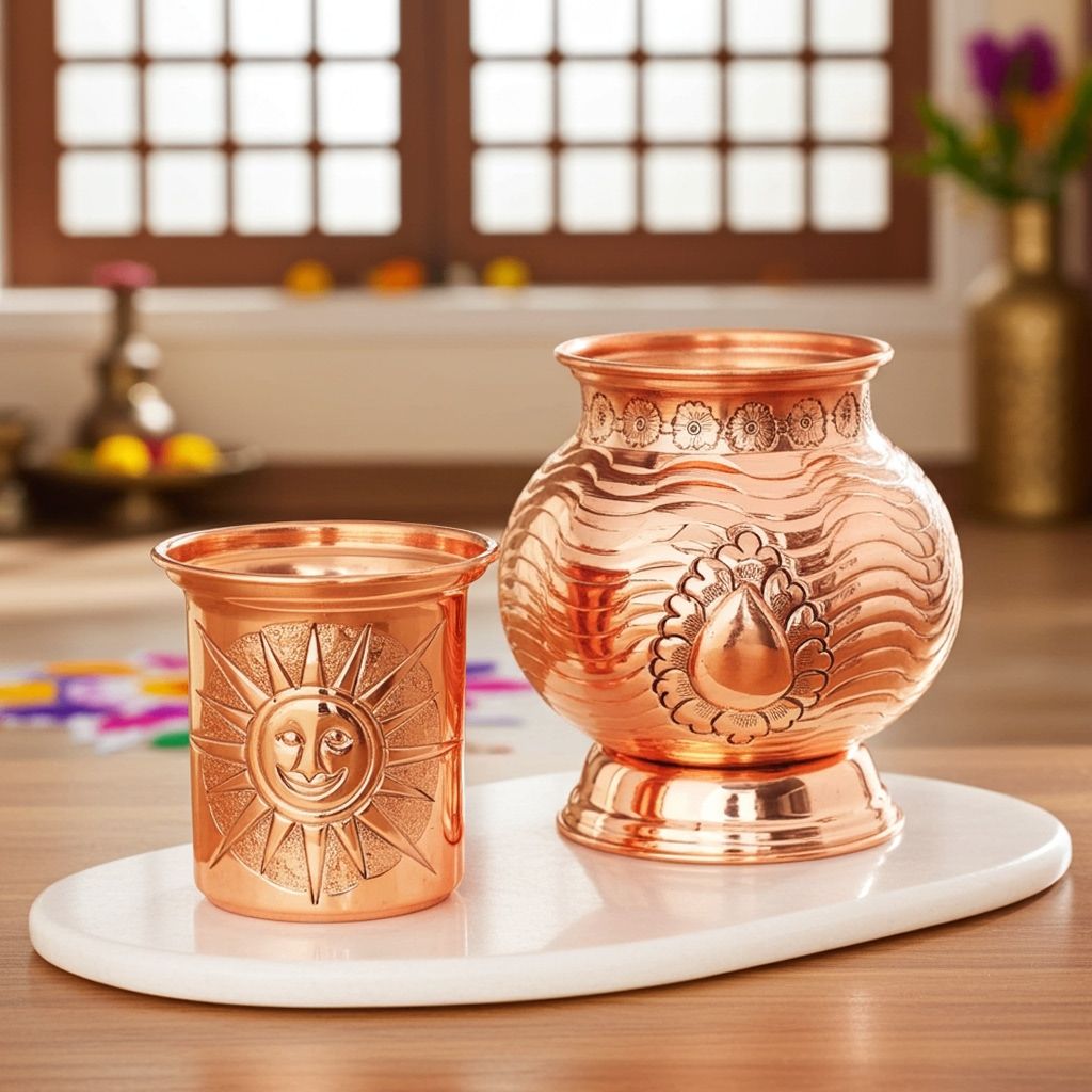 Copper Lota With Glass (BCMAS103 C)