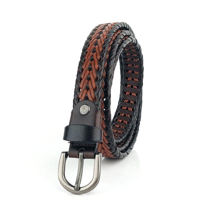 Hemener Girls  Brown Braided Genuine Leather Belt-32