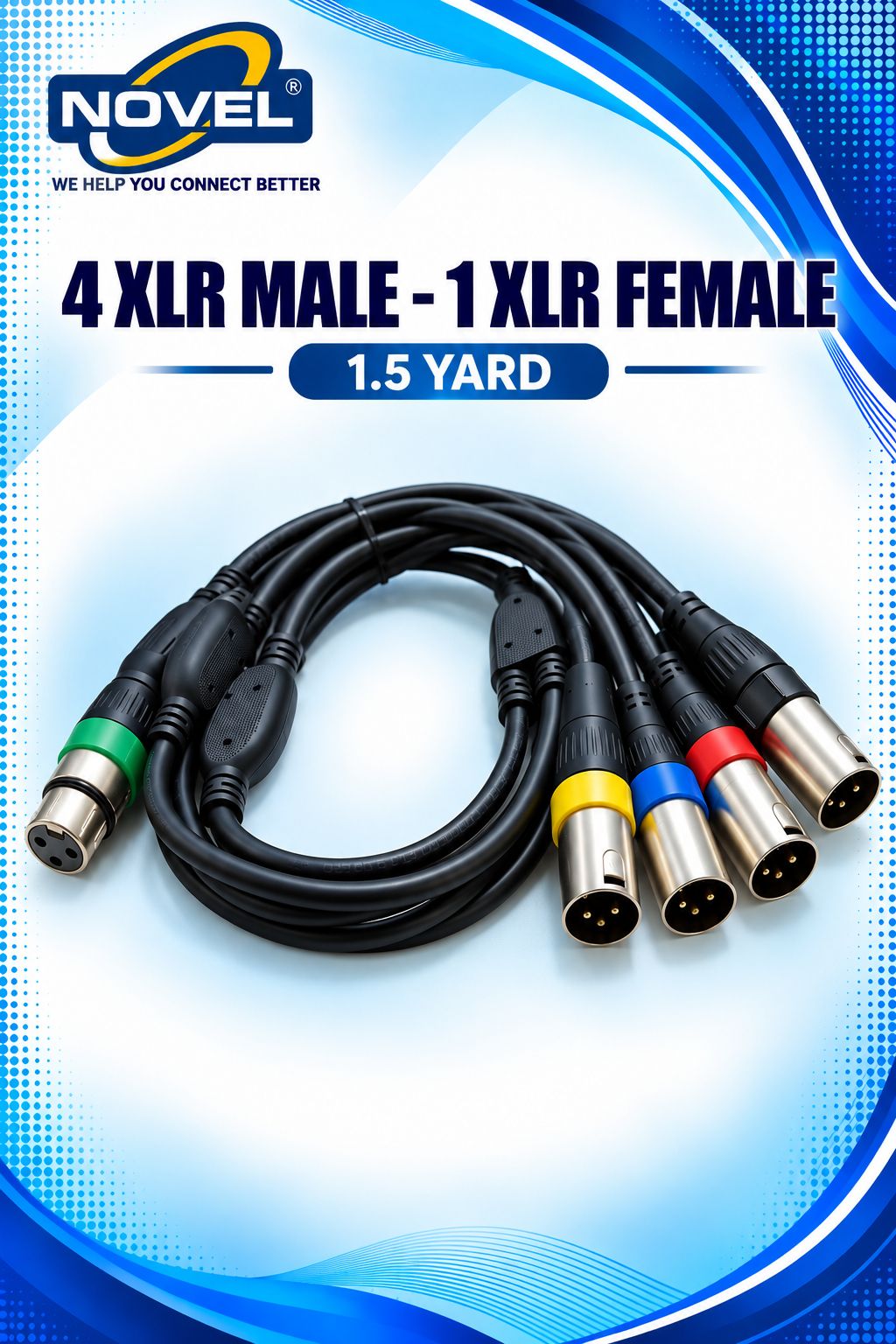 NOVEL 4 XLR MALE - 1 XLR FEMALE 1.5 YARD