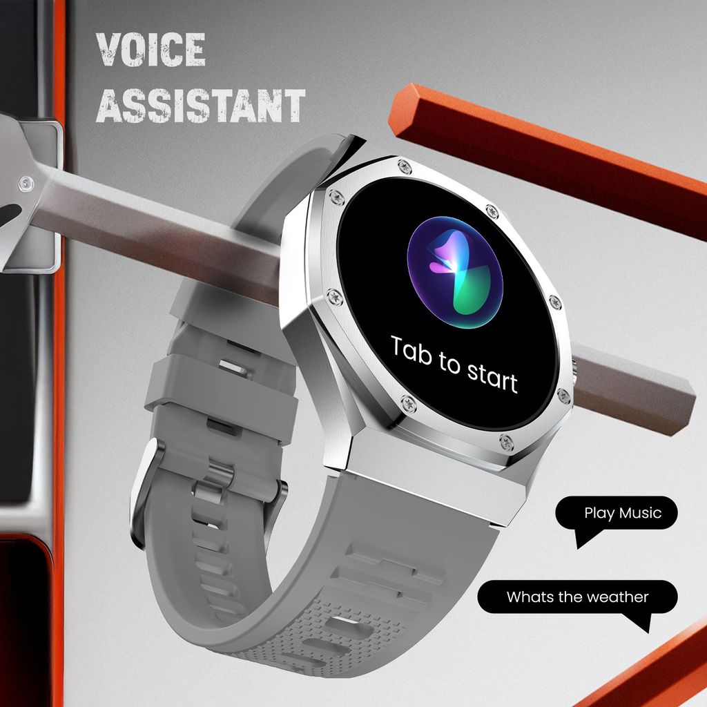 CELLECOR E4 Edge 1.52" HD+ Round Display with 850 NITS | BT-Calling | AOD | Smartwatch (Silver Grey)