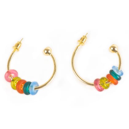Handcrafted Brass Stud Earring with Colourful Beads Handcrafted Brass Stud Earring with Colourful Beads