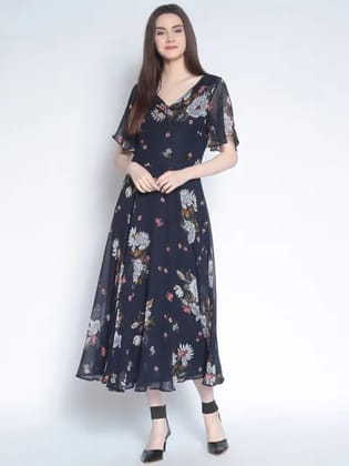 RARE Blue Floral Printed Midi Dress