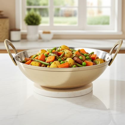 Brass Kadai With Kalai Work, 2.5 Liter (ZMAS173 D)