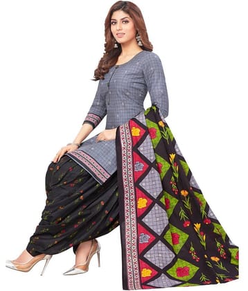 shree jeenmata collection Grey Cotton Unstitched Dress Material - Single