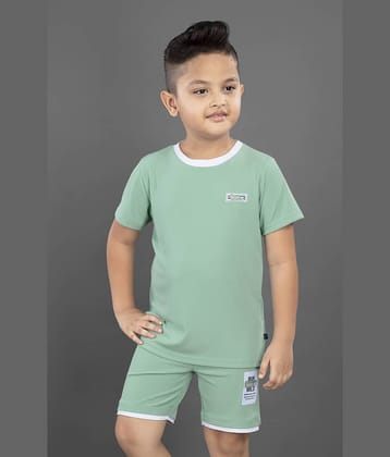 3PIN Pack of 1 Boys Polyester T-Shirt & Shorts Set ( Green )