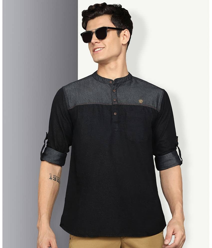 Kuons Avenue - Black Cotton Men's Regular Kurta ( Pack of 1 )