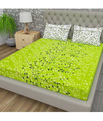 Cosito Cotton 1 Double Bedsheet with 2 Pillow Covers ( Green )