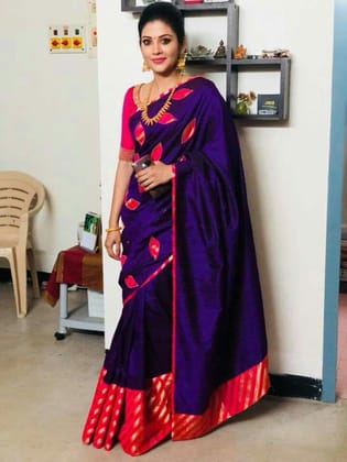 Beautiful Blue Colored Party Wear Printed Soft Silk Sari