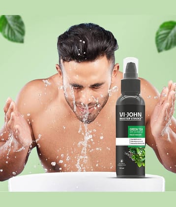 Vi-John Master Stroke Green Tea Face Wash Brightening Skin And Improving Texture For All Skin Type, 100ml (Pack of 1)