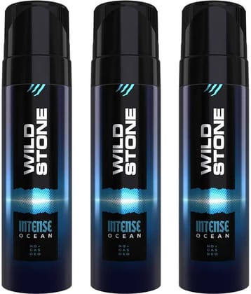 Wild Stone Intense Ocean No Gas Deo Deodorant Spray - For Men (360 ml, Pack of 3)
