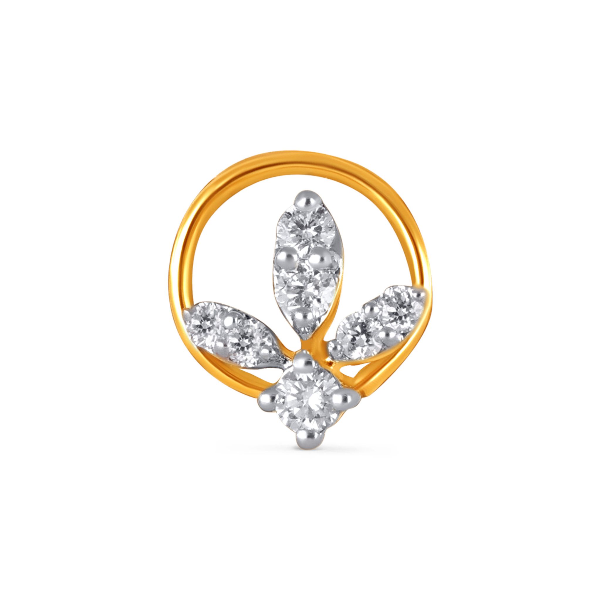 Senco Gold Solstice Spark Diamond Nose Pin ( 0.228 gm/0.11 ct/GH-VS/18K Yellow Gold )