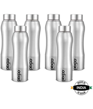 PEXPO 1000 ml Stainless Steel Fridge Water Bottle (Set of 6, Silver, Bistro)