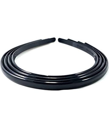 Fok Set Of 6 Black Color Plastic Hair Bands (8 mm)