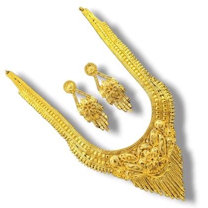 Handmade Gold-Plated Long haram  Necklace with Intricate Workmanship