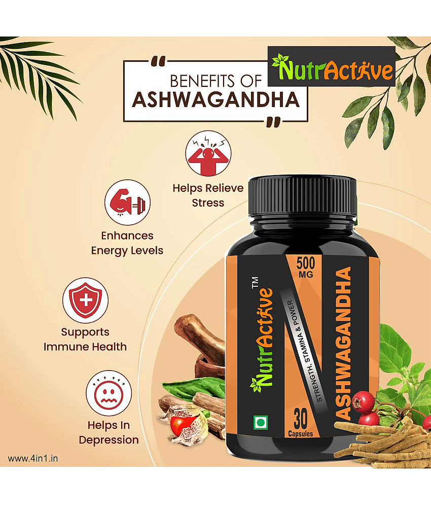 NutrActive Ashwagandha 500mg Capsule 90 no.s Pack of 3