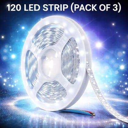SPARKWORLD Pack of 3, 5 Meter White LED Strip Light | 120 LEDs/m | Flexible Waterproof Rope Light for Decoration, False Ceiling, Kitchen, and Festivals SPARKWORLD Pack of 3, 5 Meter White LED Strip Light | 120 LEDs/m | Flexible Waterproof Rope Light for Decoration, False Ceiling, Kitchen, and Festivals