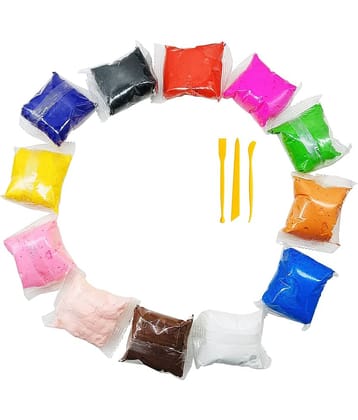 Freedy (Pack of 12) Air Dry Clay, Colorful Children Soft Clay, Creative Art Crafts, Gifts for Kids-Multi Color. Non-Toxic Modeling Magic Fluffy Foam Bouncing Clay Putty Kit for Kids with Tools