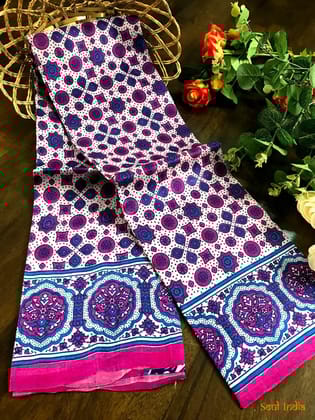Authentic Bengal Pure Silk -White,Blue & Pink
