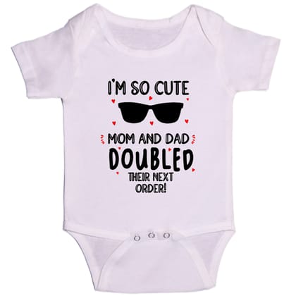 White Im So Cute Cotton Romper For 6 To 12 Months