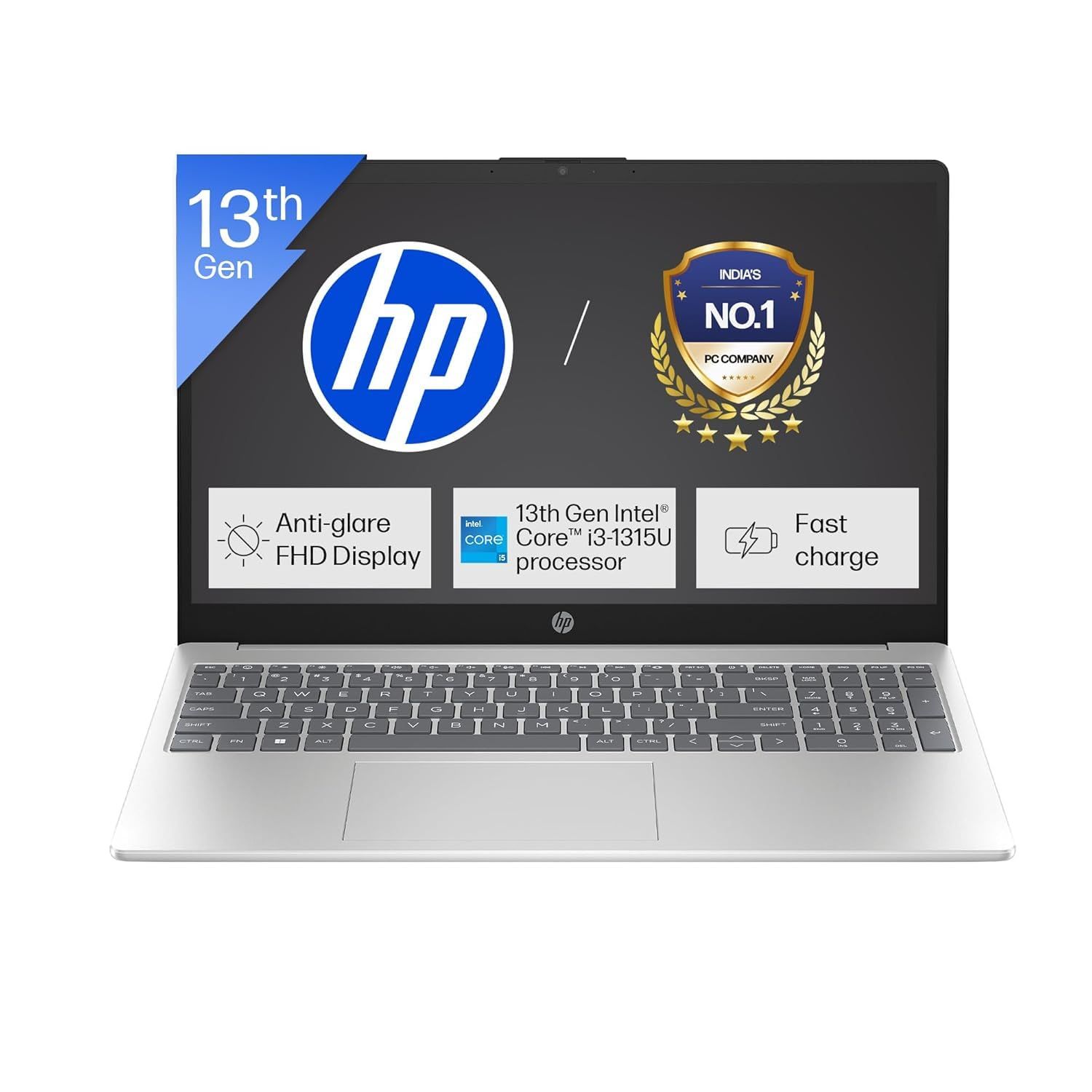 HP 15, Intel Core i3-1315U-13th Gen Laptop (8GB DDR4 Ram,512GB SSD) Anti-Glare, Micro-Edge,15.6'" FHD, Win11,M365 Basic(1yr),Office Home24, Silver,1.59kg, FHD Camera Shutter, 15-fd0569TU HP 15, Intel Core i3-1315U-13th Gen Laptop (8GB DDR4 Ram,512GB SSD)