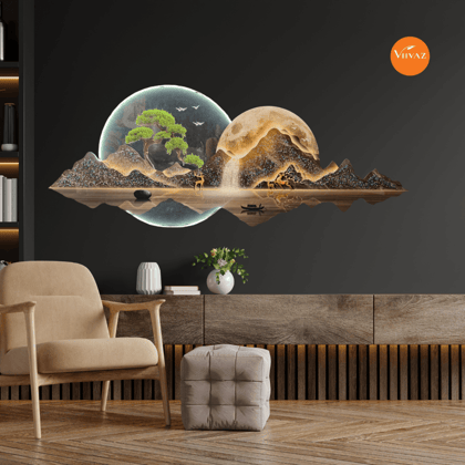 3D ACRYLIC LED WALL ART STYLE 43-Acrylic | Gloss Finish / H: 24 | L: 63 (Inch)