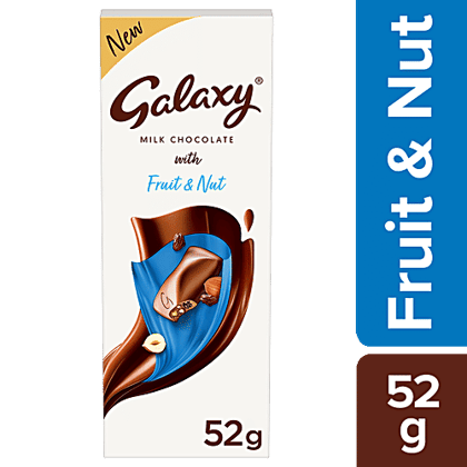 Galaxy Milk Chocolate Bar - With Fruit & Nut, Silky Smooth, 52 g