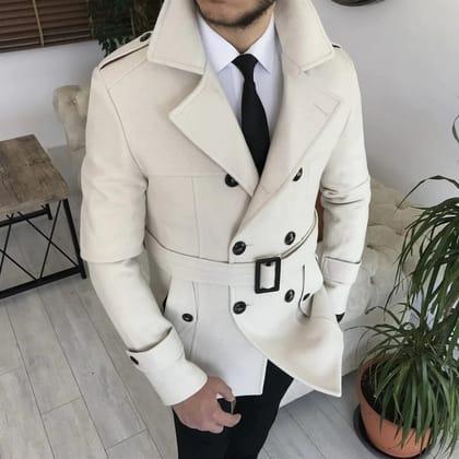 Arctic Biege Double Breasted Over Coat by ITALIAN VEGA®-S-36