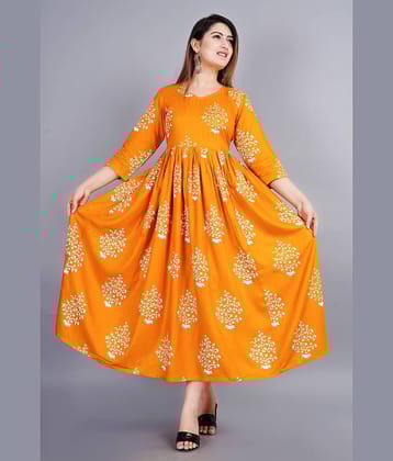 NUPITAL Rayon Printed Anarkali Women's Kurti - Yellow ( Pack of 1 )