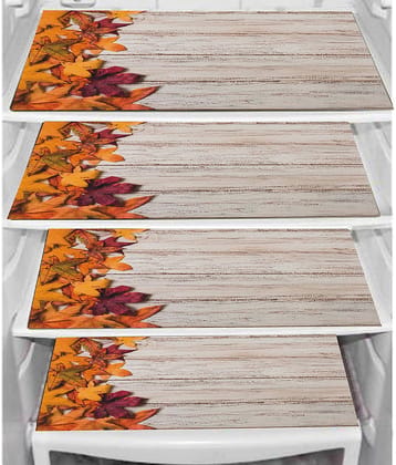 PVC Printed Rectangular Fridge Mats 29x44 cms ( Pack of 4 ) Beige