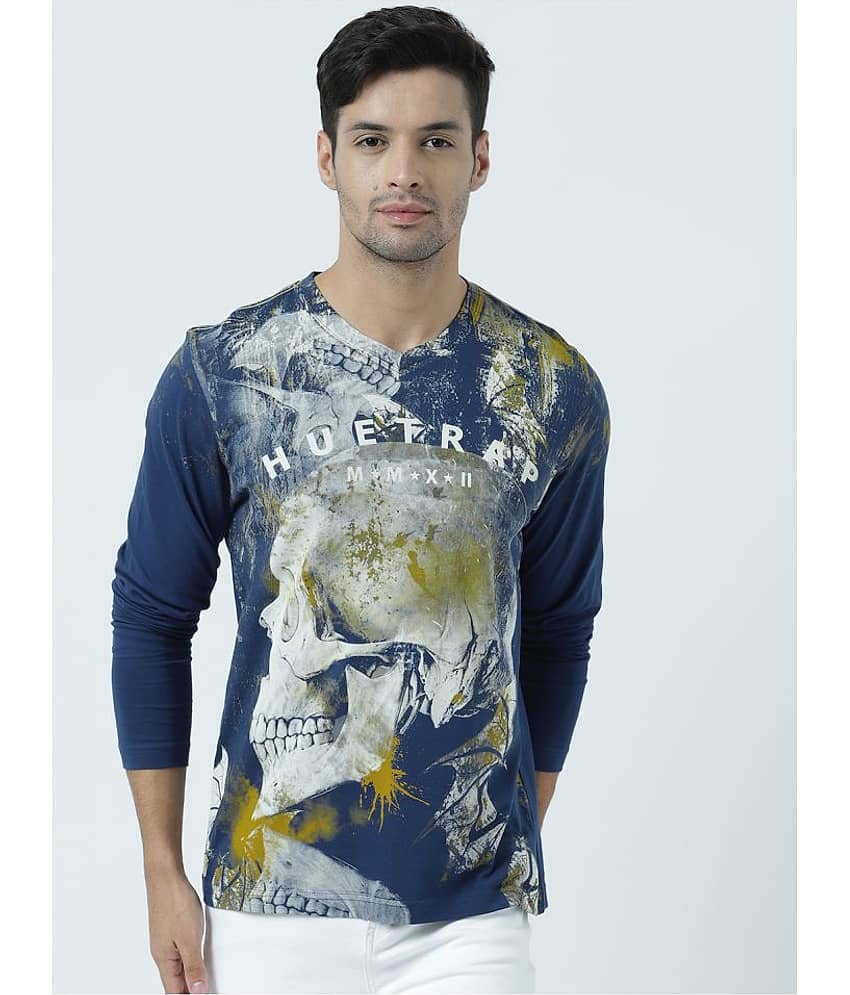 Huetrap Pack of 1 Cotton Regular Fit Men's T-Shirt ( Navy Blue )