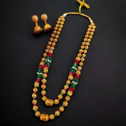 Traditional Gold Plated Jaipuri Mala Necklace