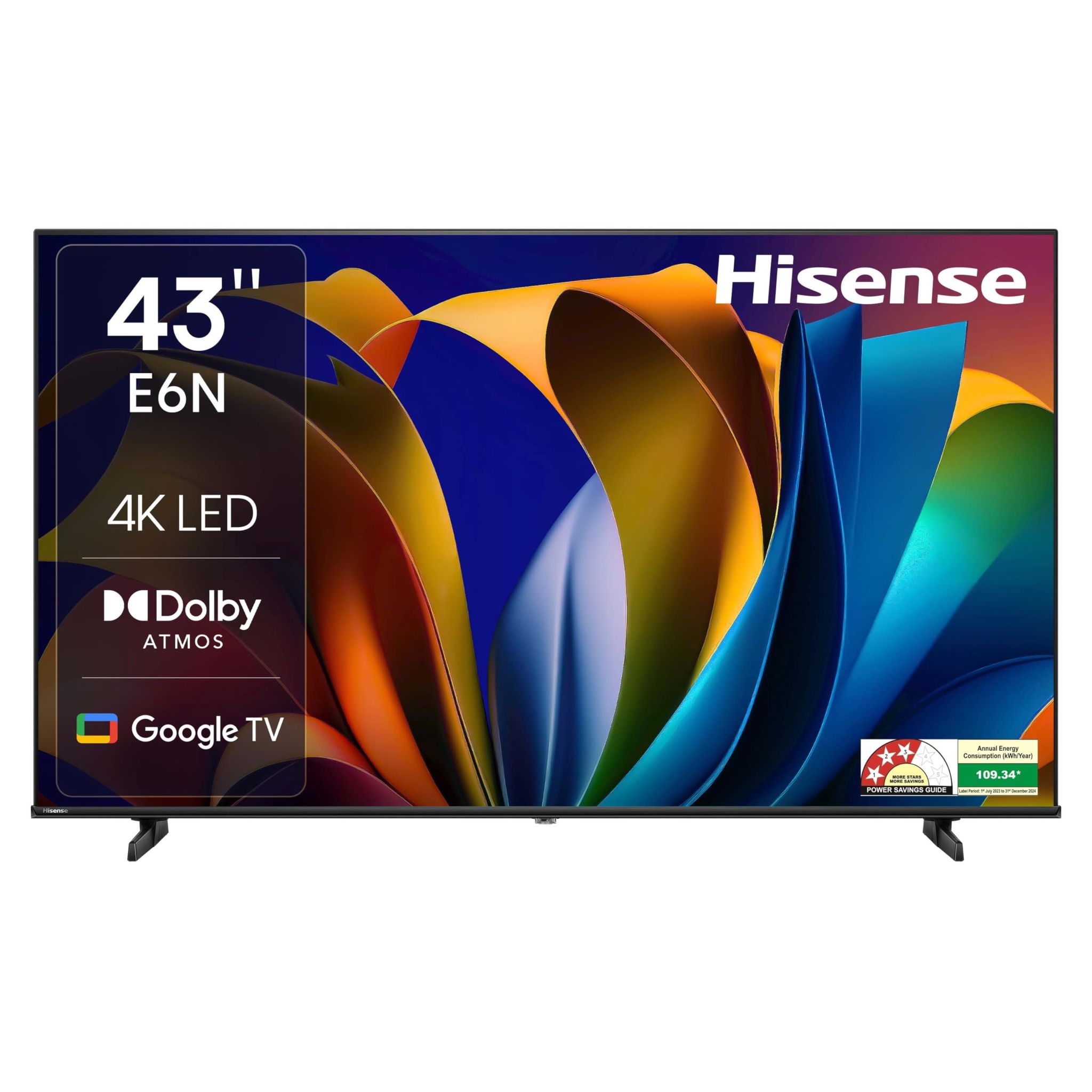 Hisense 108 cm (43 inches) E6N Series 4K Ultra HD Smart LED Google TV 43E6N (Black) Hisense 108 cm (43 inches) E6N Series 4K Ultra HD Smart LED Google TV 43E6N (Black) - Black / 43 inches