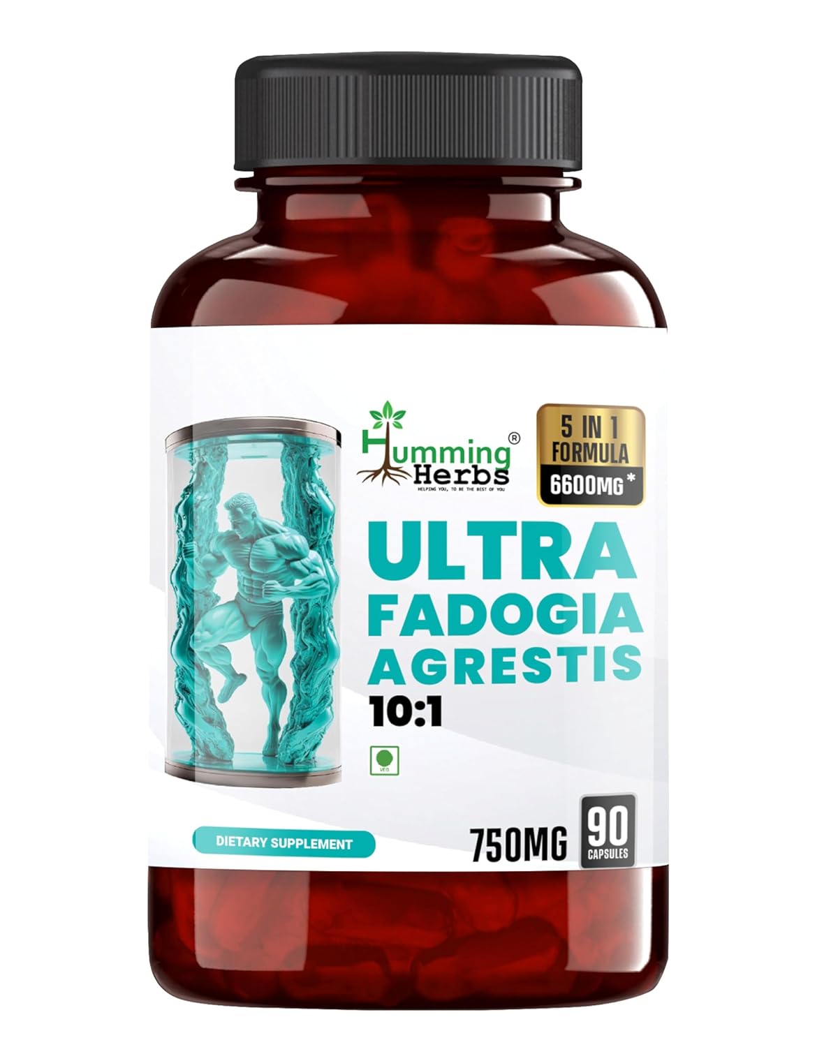Humming Herbs Ultra Fadogia Agrestis Capsules | Tongkat Ali, Maca Root Extract | Natural Energy and Vitality Boost | Ultra-Pure and Bioavailable for Enhanced Absorption and Effectiveness, 90 Capsules