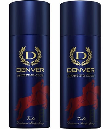 Denver Sporting Club Volt Long Lasting Deodorant Spray For Men 165 ml Each (Pack of 2)