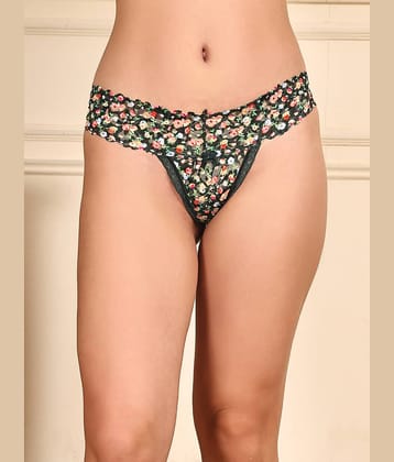 PrettyCat Pack of 1 Lace Thongs For Women ( Green )