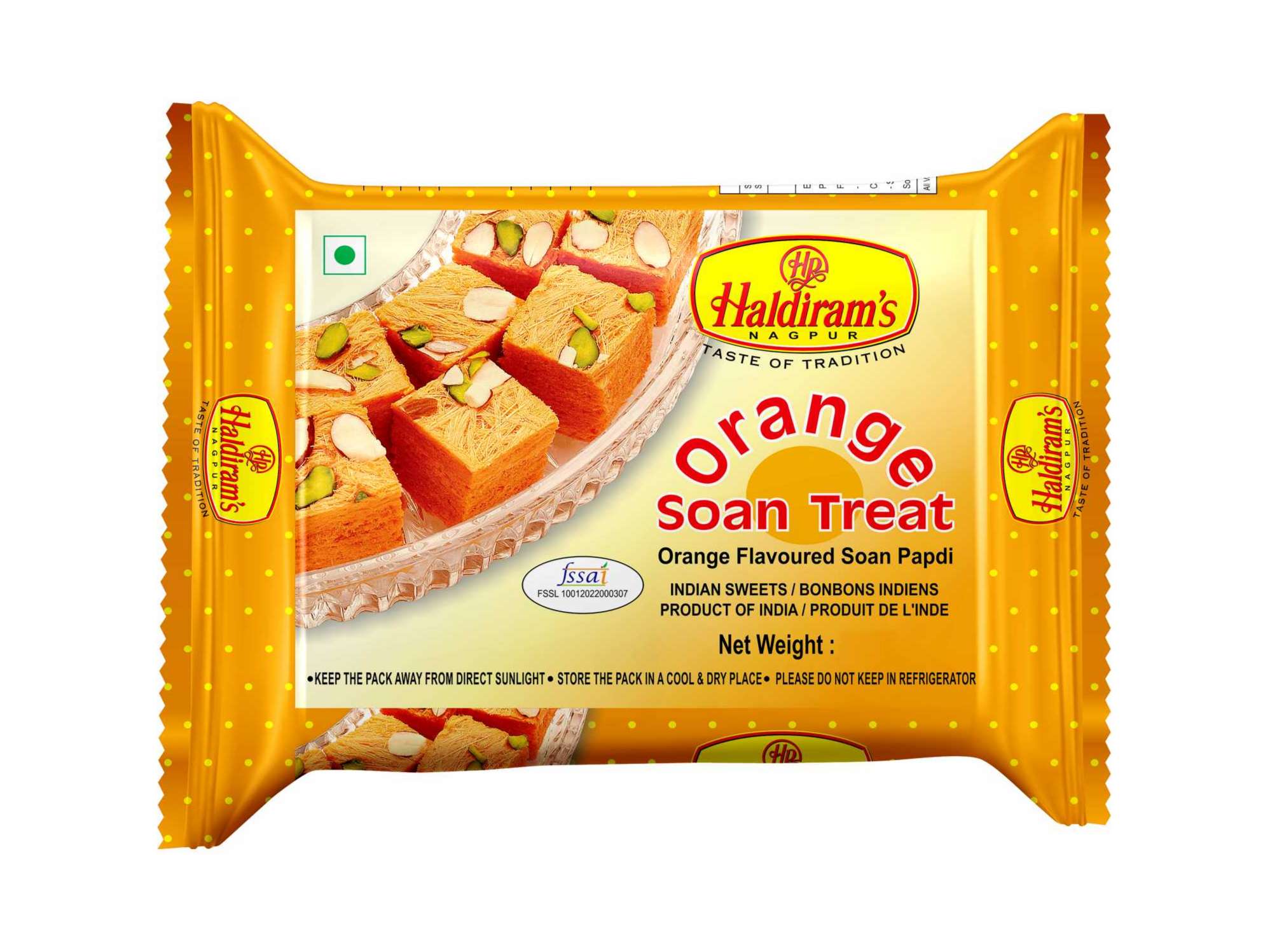 Haldiram's Soan Papdi (Orange Flavour) Packed Sweets - 500 Gm - Pack of 2