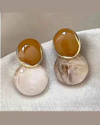 Chocolaty Affair Pearl Stud Earrings - Elegant Fashion Jewelry by Print Magical Gifts  by Print Magical Gifts