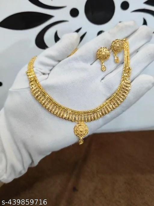 TJP Ethnic One Gram Gold Plated Designer Necklace Set for Women and Girls