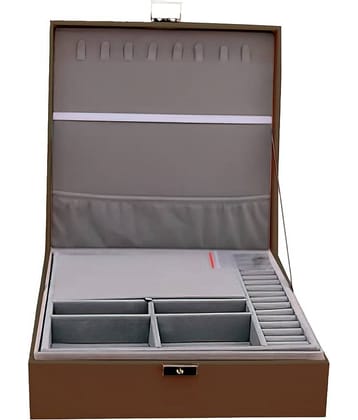 Jewellery Organiser PU Leather Zipper Portable Storage Box with Divider Container