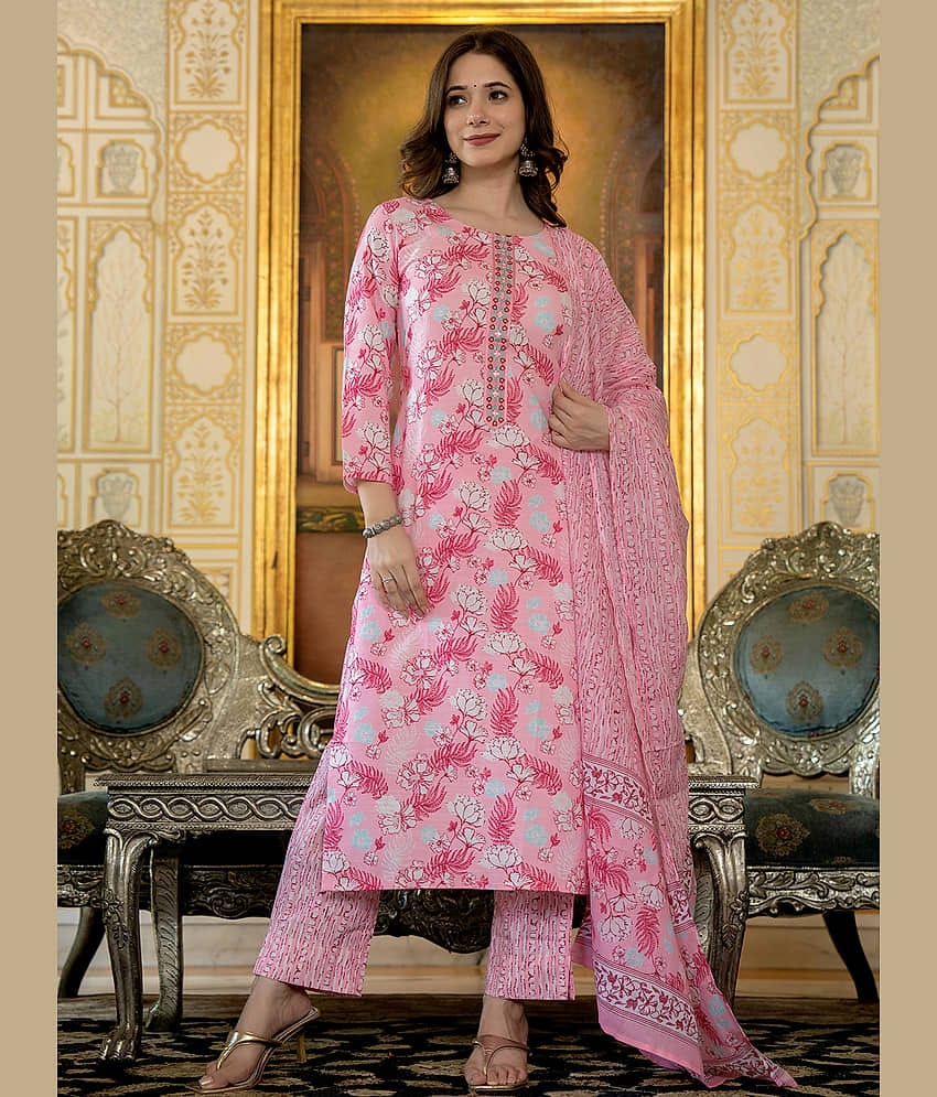 Vaamsi Rayon Printed Kurti With Pants Women's Stitched Salwar Suit - Pink ( Pack of 1 )