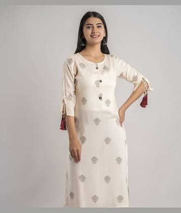 MAUKA - Cream Rayon Women's Straight Kurti ( Pack of 1 )