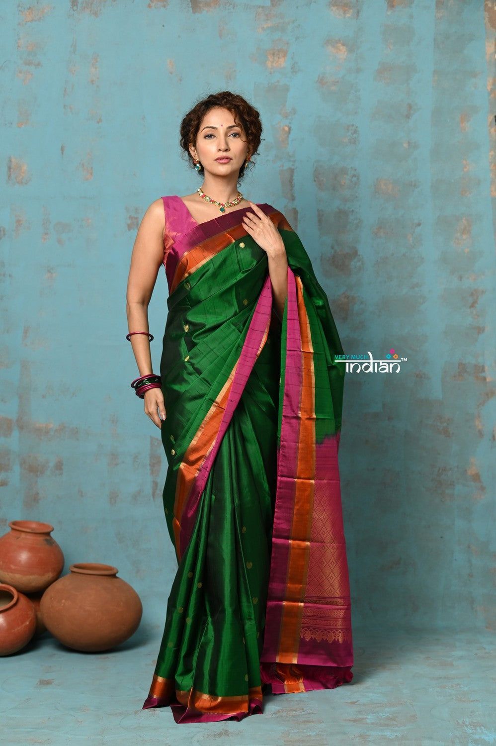 Anokhi ~ Handloom Pure Soft Silk Saree with Designer Pallu ~ Royal Green (Limited Edition)