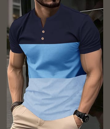 Eyebogler Polyester Regular Fit Colorblock Half Sleeves Men's Mandarin Collar T-Shirt - Multicolor ( Pack of 1 )