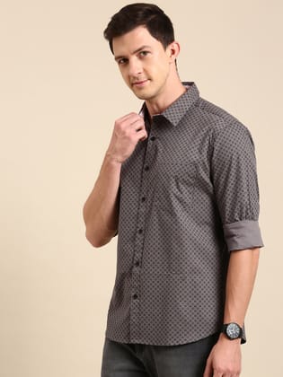Grey Printed Full Sleeves Shirt-42